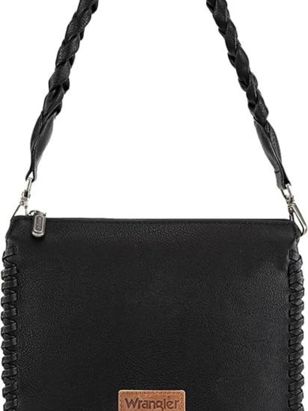 Wrangler Shoulder Bag for Women Crossbody Purse with Woven Strap Black